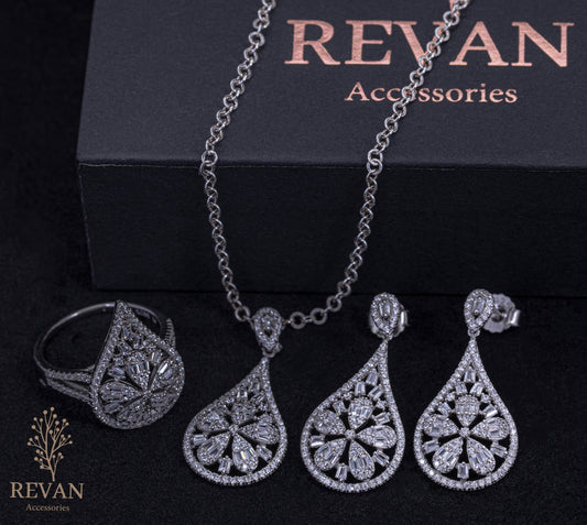 طقم دمعة فضة 925